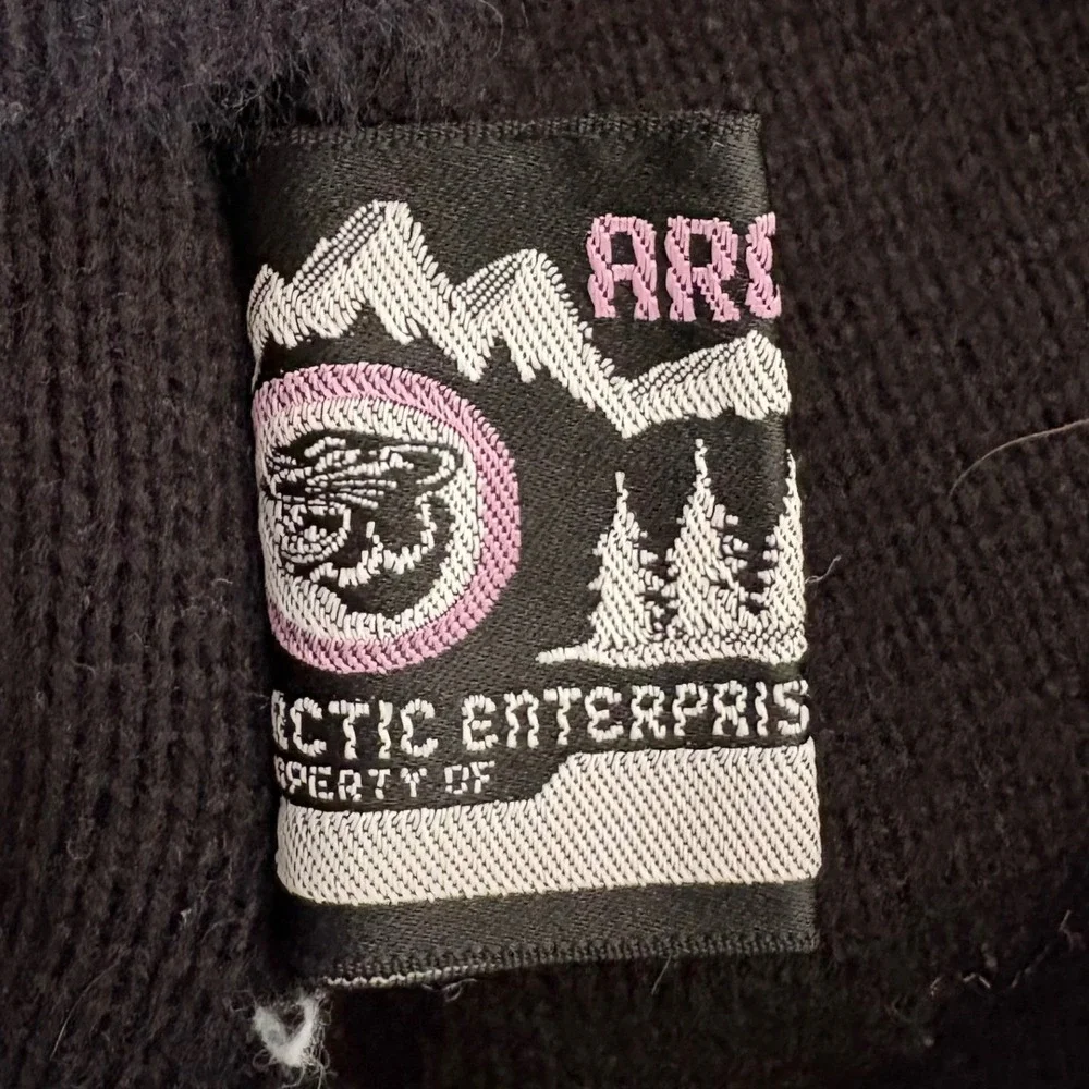 Vtg 70s Arcticwear Snowmobile Racing Sweater M 38 Black Gorpcore Moto Zip Back